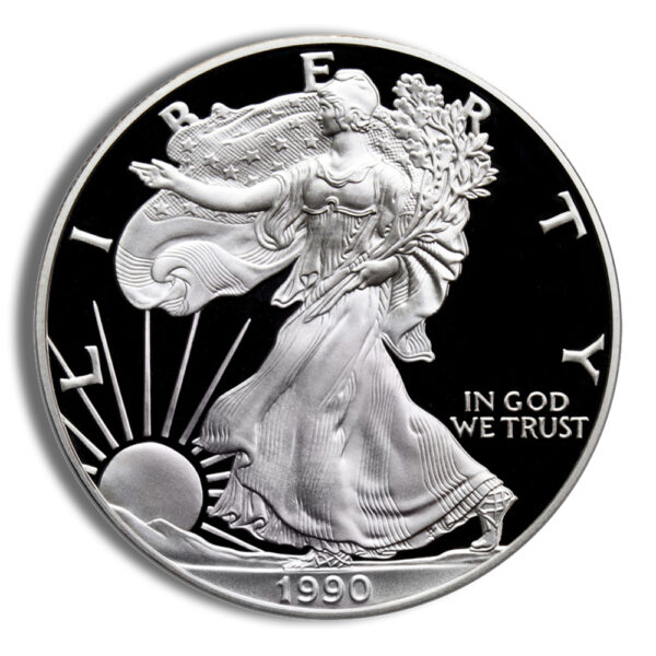 1990-S Proof Silver Eagle with Box & COA - Image 2