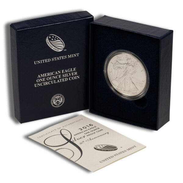 2016-W Burnished Silver Eagle with Box & COA
