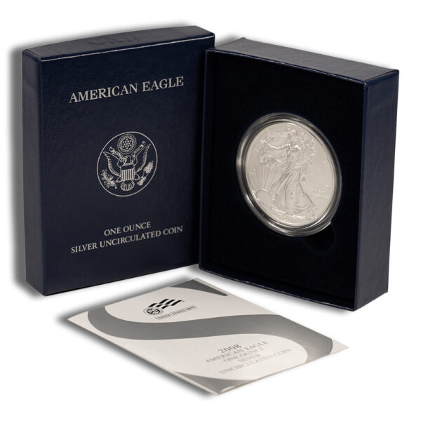 2008-W Reverse of 2007 Burnished Silver Eagle with Box & COA