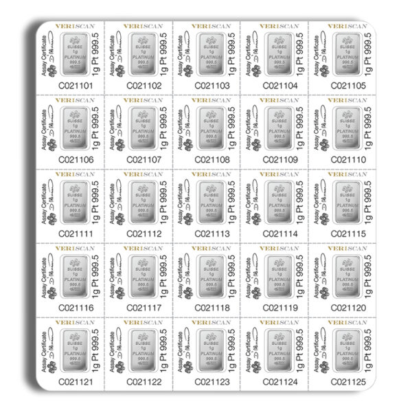 25 x 1 gram Platinum Bar - PAMP Multigram (Carded) - Image 2
