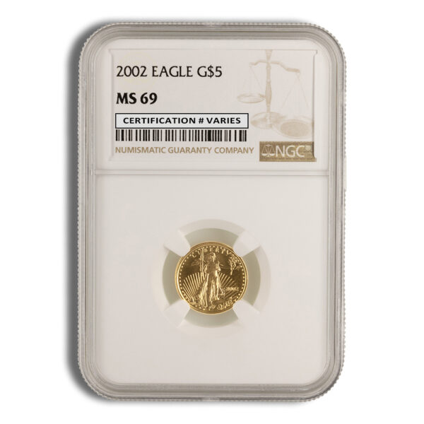 2002 1/10 oz Gold Eagle $5 NGC MS69