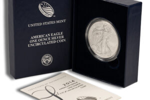 2014-W Burnished Silver Eagle with Box & COA