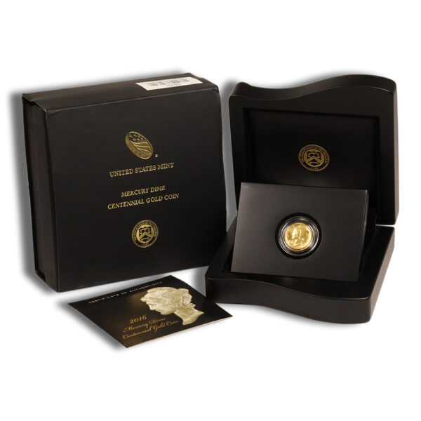 2016-W 1/10 oz Gold Mercury Dime Centennial Coin w/OGP