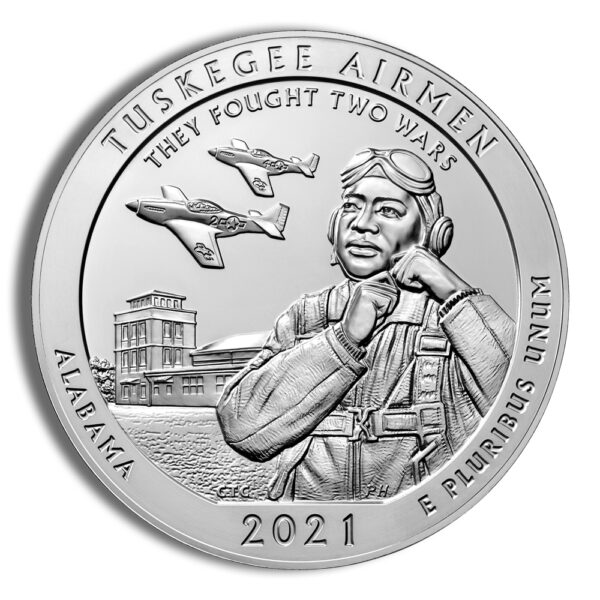 2021 5 oz ATB Tuskegee Airmen Silver Coin - BU - Image 2