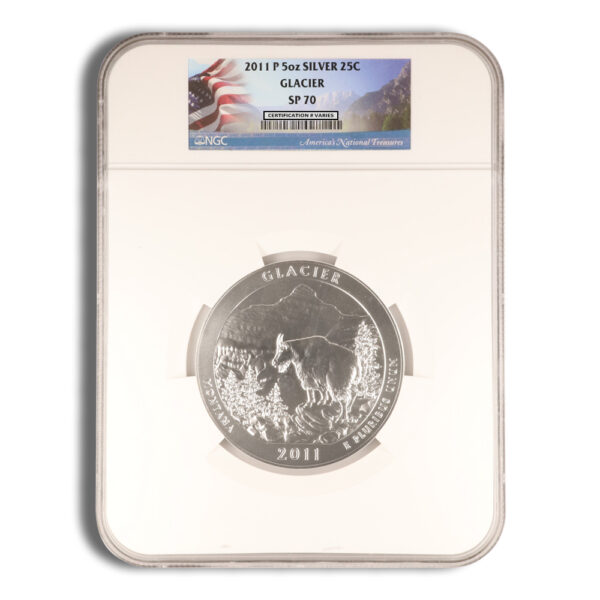 2011-P 5 oz ATB Glacier Silver Coin NGC SP70 - Image 2
