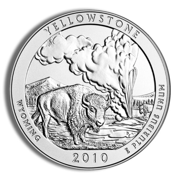2010-P 5 oz ATB Yellowstone Silver Coin - Burnished (Cap Only) - Image 2