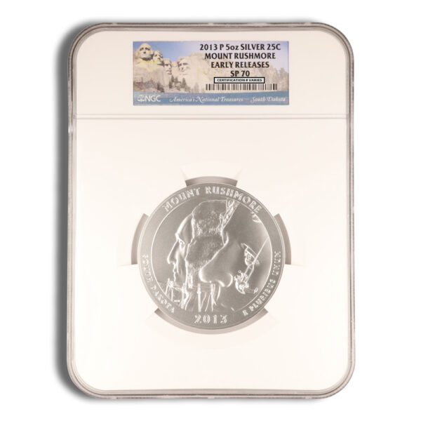 2013-P 5 oz ATB Mount Rushmore Silver Coin NGC SP70 - Image 2