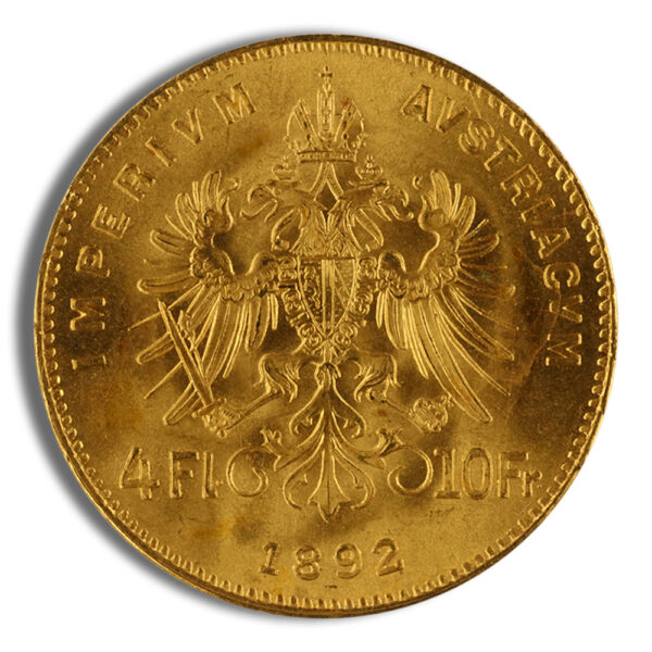 Austria 4 Florin / 10 Franc Gold Coin - Image 2