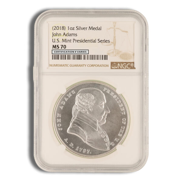 2018 John Adams Silver Presidential Medal 1 oz NGC MS70