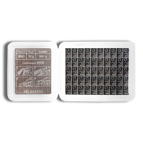 50 x 1 gram Platinum Valcambi CombiBar™ (Carded) - Image 2