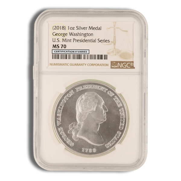2018 George Washington Silver Presidential Medal 1 oz NGC MS70