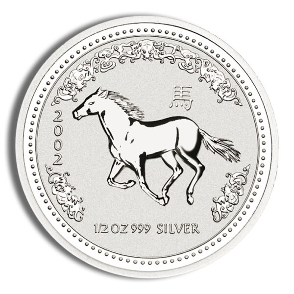 2002 1/2 oz Australia Silver Lunar Horse BU - Series I - Image 2