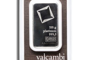 100 gram Platinum Bar - Valcambi (Carded)