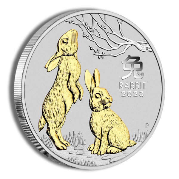 2023 1 oz Silver Australia Year of the Rabbit Gilded - Series III - Image 3