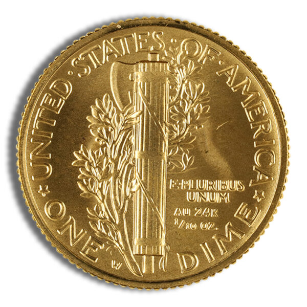 2016-W 1/10 oz Gold Mercury Dime Centennial Coin w/OGP - Image 2