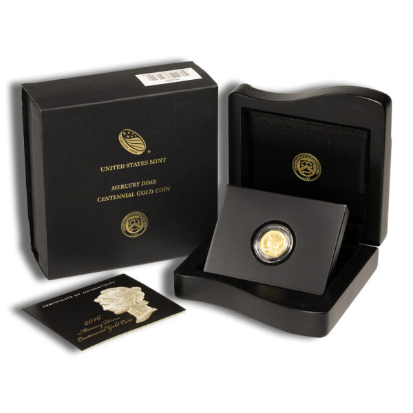 2016-W 1/10 oz Gold Mercury Dime Centennial Coin w/OGP - Image 3
