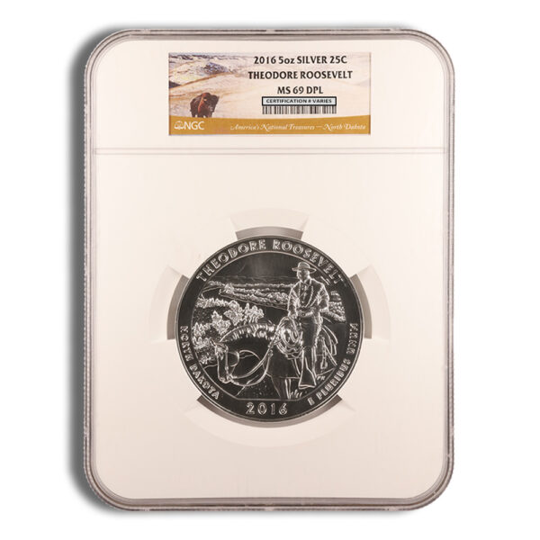 2016 5 oz ATB Theodore Roosevelt Silver Coin NGC MS69PL