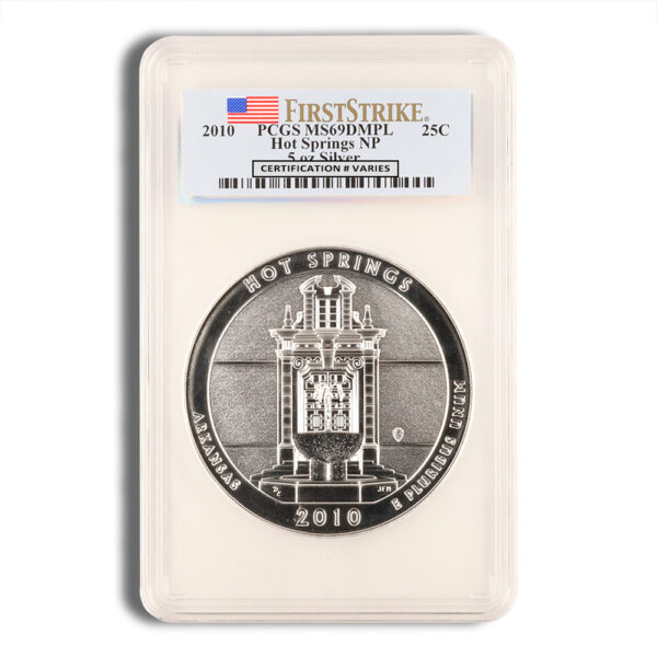 2010 5 oz ATB Hot Springs Silver Coin PCGS MS69PL