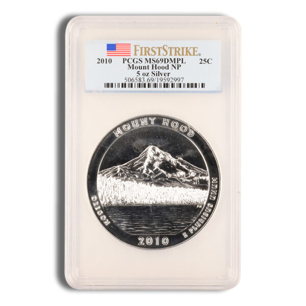 2010 5 oz ATB Mt Hood Silver Coin PCGS MS69PL