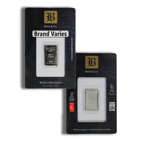 1/10 oz Platinum Bar - Brand Varies (Carded)
