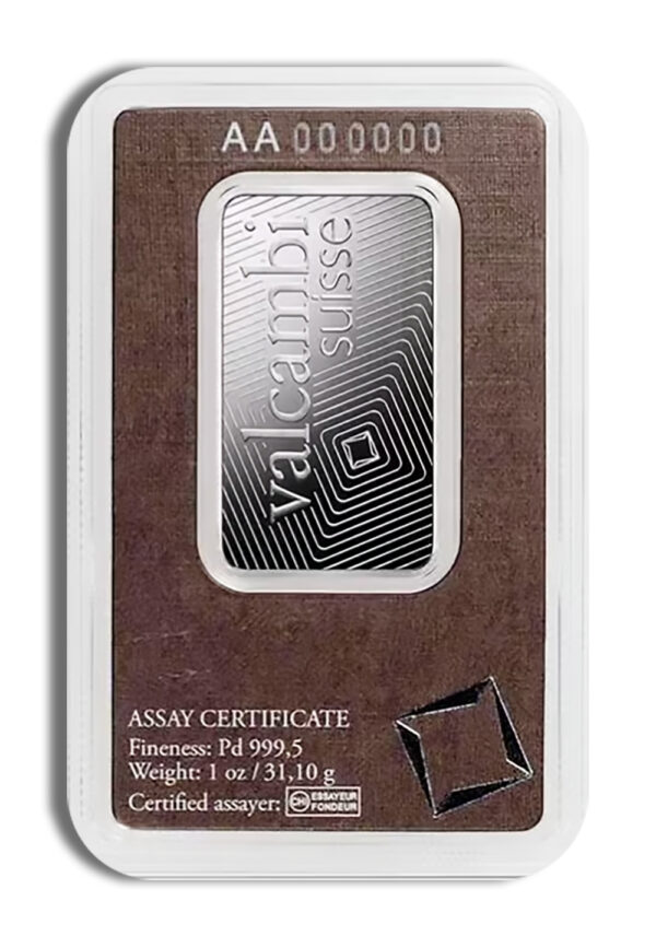 1 oz Palladium Bar - Valcambi (Carded) - Image 2