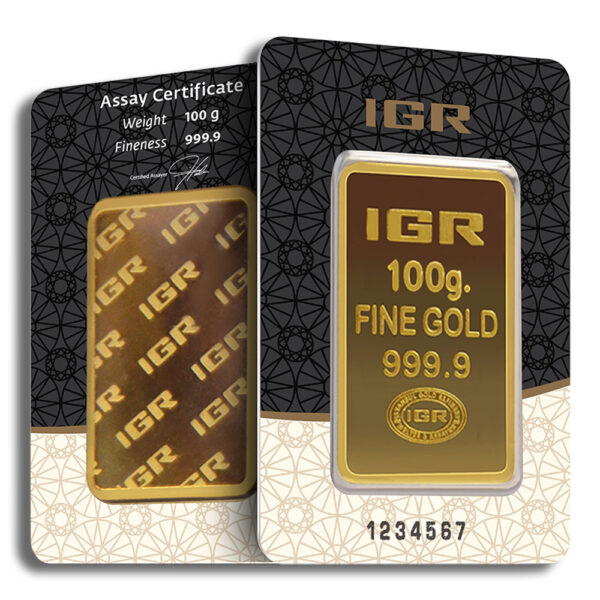 100 gram Gold Bar - IGR Metals (Carded)