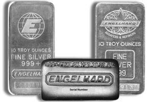 10 oz Silver Bar - Engelhard (Design Varies)