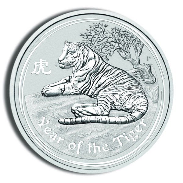 2010 1 oz Australia Silver Lunar Tiger BU - Series II