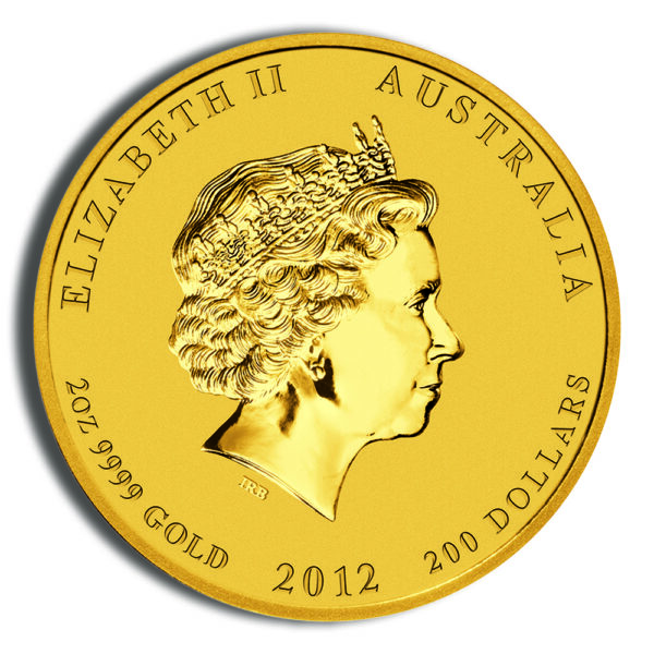 2012 2 oz Australia Gold Lunar Dragon BU - Series II - Image 2