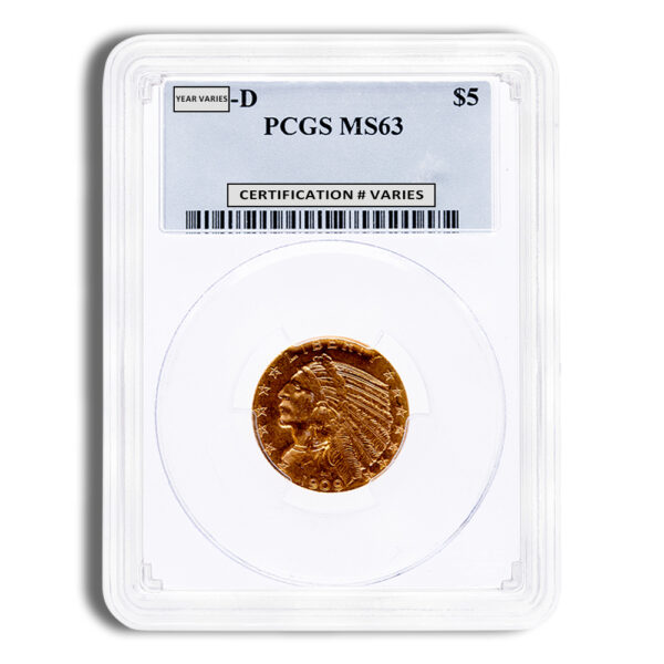 $5 Gold Indian Half Eagle - PCGS MS63