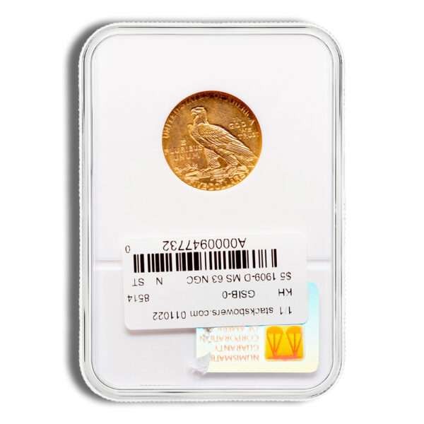 $5 Gold Indian Half Eagle - NGC MS63 - Image 2