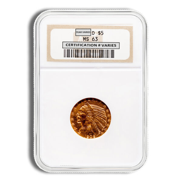 $5 Gold Indian Half Eagle - NGC MS63