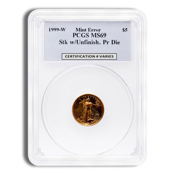 1999-W 1/10oz Unfinished Proof Die Gold Eagle $5 PCGS MS69