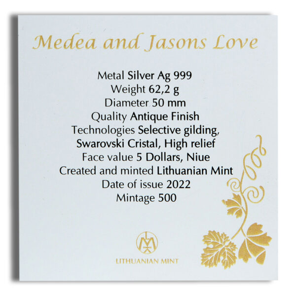 2022 2 oz Niue Silver Medea and Jason's Love - Image 3