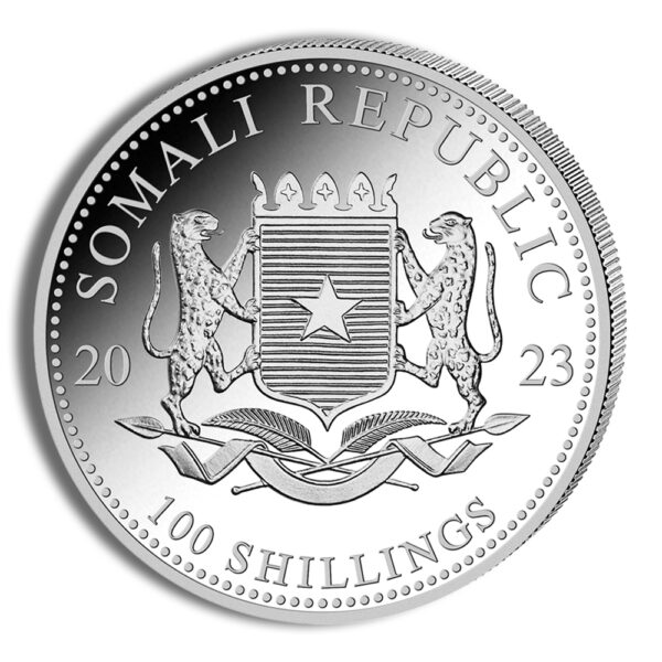 2023 1 oz Silver Somalia African Wildlife Elephant Coin - Image 2