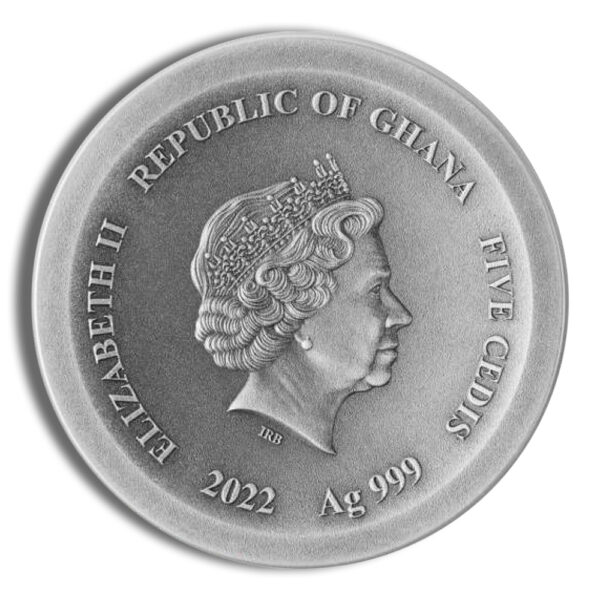 2022 2 oz Republic of Ghana China Aletai Meteorite Cube Silver Coin - Image 2
