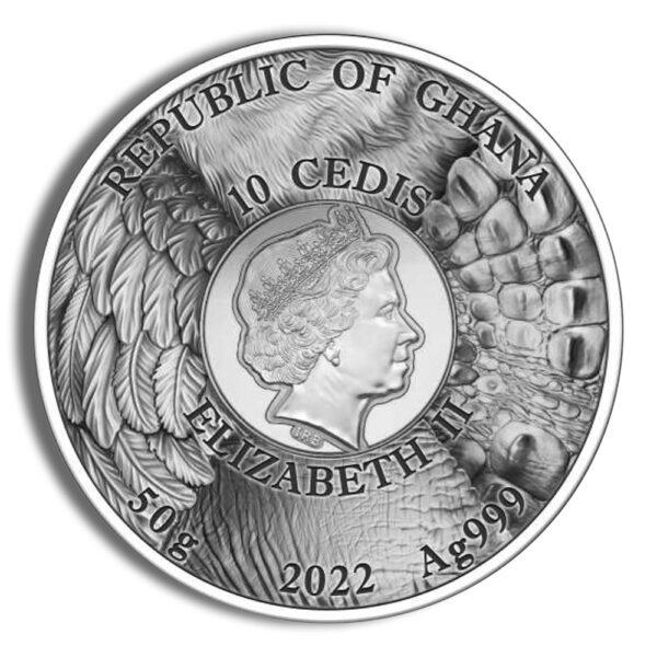 2022 50 gram Republic of Ghana Panther Hunting in the Wild Silver Coin