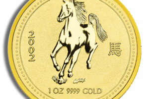 2002 1 oz Australia Gold Lunar Horse BU - Series I