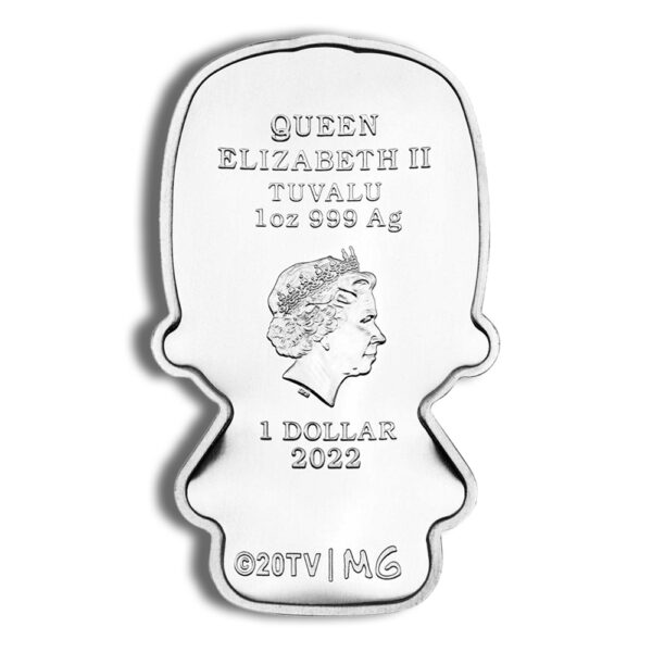 2022 Silver 1 oz Homer Simpson Mini Coin - Image 2