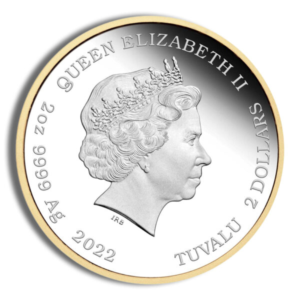 2022 2 oz Silver 60 Years of Bond Proof Gilded Coin - Image 2