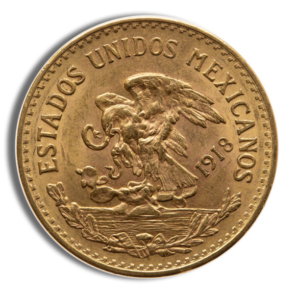 1918 Mexico Gold 20 Peso - BU - Image 2