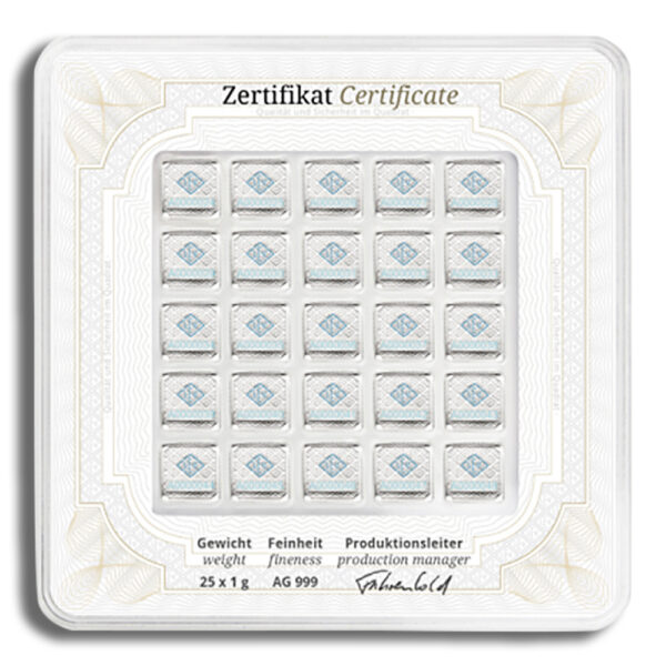 25 x 1 gram Silver Geiger Multicard Bar (In Assay) - Image 2