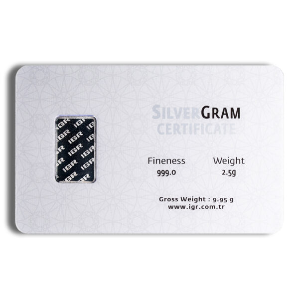 2.5 gram Silver Bar - IGR Metals (Carded) - Image 2