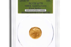 2016-W 1/10 oz Gold Mercury Dime Centennial Coin PCGS SP70