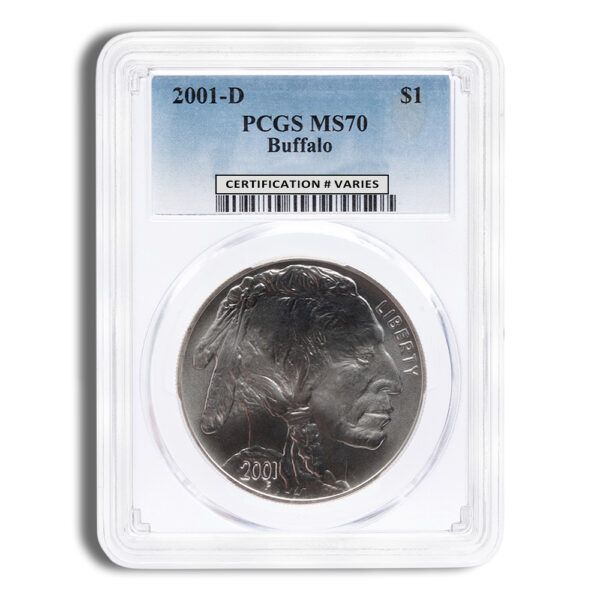 2001-D $1 Silver Buffalo Commem - PCGS MS70