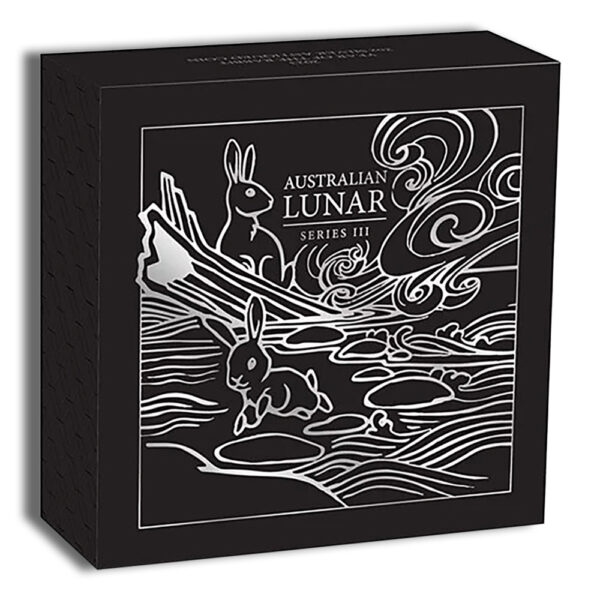 2023 2 oz Australia Silver Lunar Rabbit BU - Series III - Antiqued - Image 4