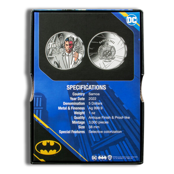 2022 1 oz Samoa Silver DC Comics Two-Face - Image 4