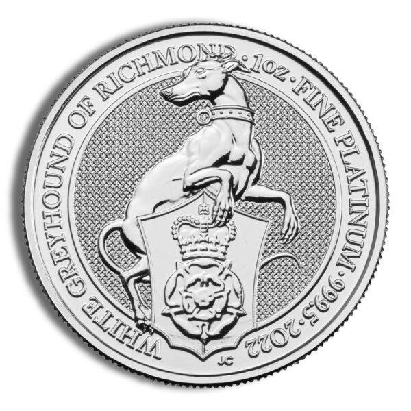 2022 1 oz Great Britain Queen's Beast Platinum Coin - White Greyhound of Richmond