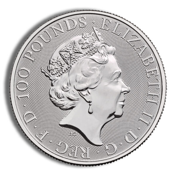 2022 1 oz Great Britain Queen's Beast Platinum Coin - White Greyhound of Richmond - Image 2