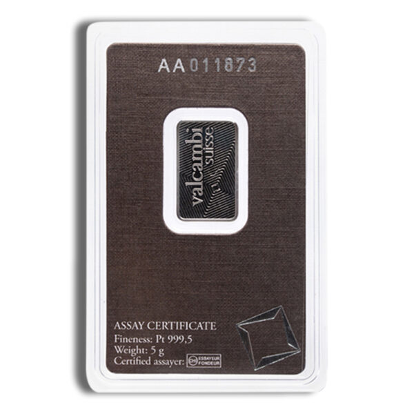 5 gram Platinum Bar - Valcambi (Carded) - Image 2